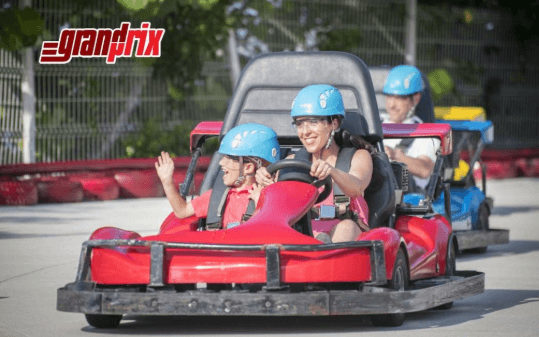 Go-karts at a very fun water park in Cancun, Ventura Park.